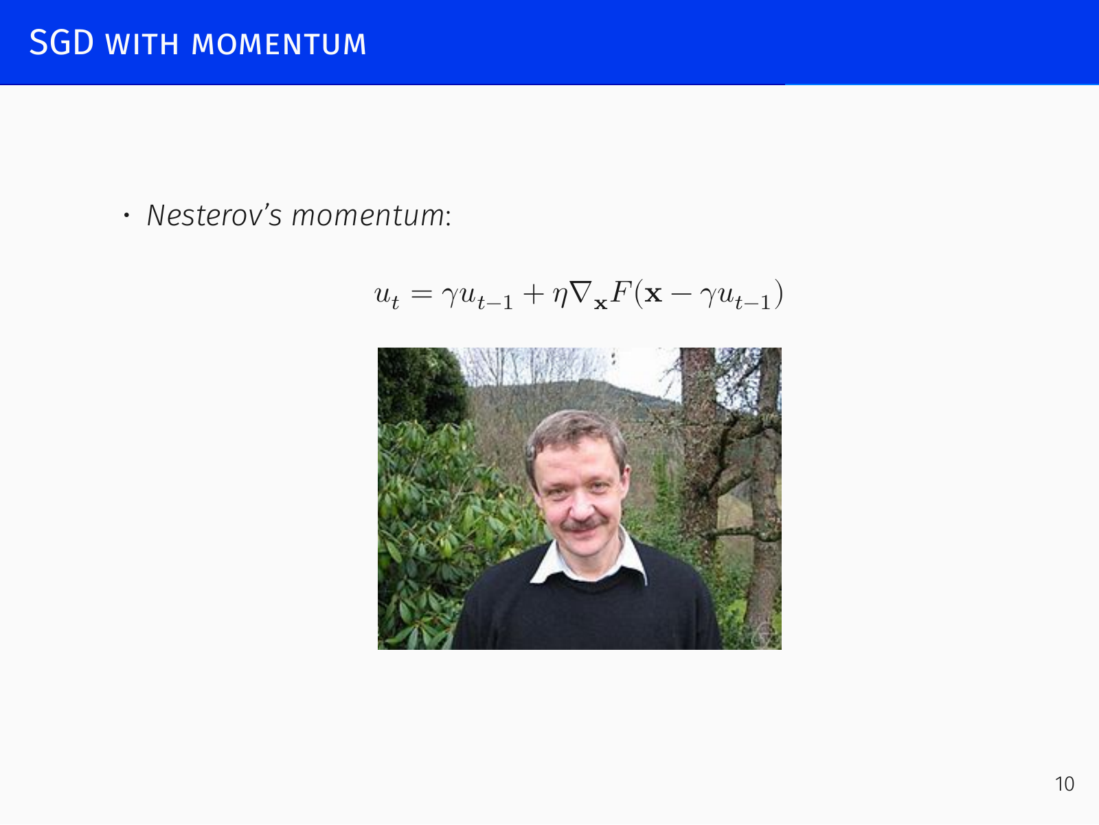 Momentum accelerates along shallow ravines