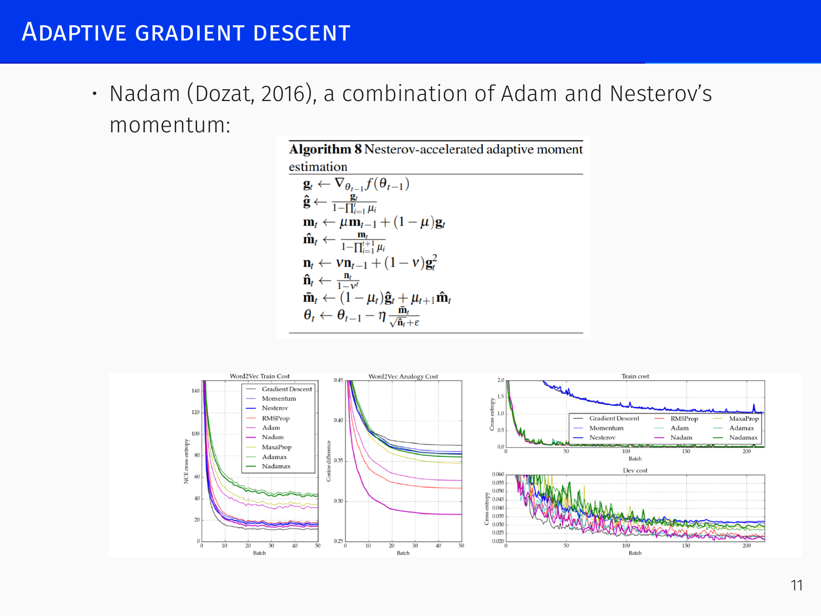 Adaptive per-parameter learning rates